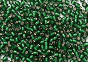 Бисер Япония круглый 11/0 10г 0036F зеленый изумруд матовый, серебряная линия внутри