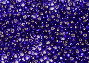 Бисер Чехия круглый 08/0 50 г 37100h прозрачный темно-синий с серебряным прокрасом квадратное отверстие
